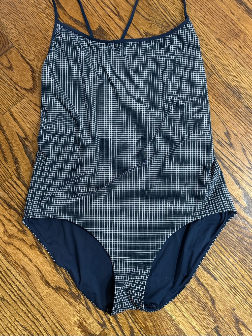 COS Navy and White Checked One-Piece Swimsuit size 12